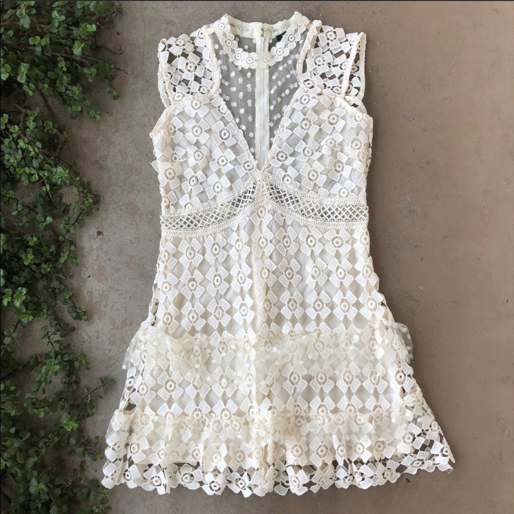 Romero and Juliet Couture crochet and woven dress
